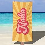 NIBESSER Strandtuch mit Namen 76x152cm Personalisiertes Badetuch schnell trocknendes Mikrofaser Strandtuch Personalisierte Geschenke für den Strand, Reise, Sauna