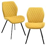 [en.casa] 2X Stühle Senfgelb Gepolstert mit Textilbezug Lehnstuhl Esszimmer-Stuhl Polsterstuhl Gesteppt Lounge Set