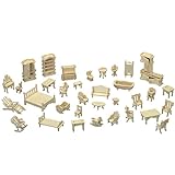 Cute room Holz-Puppenhaus-Möbel – 28 Stück – geeignet für Puppenhaus