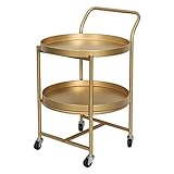 Mini-Bar, 2-stöckig, abnehmbar, für Gastronomie, Küche, Getränke, Trolley, modernes Design, Beistelltisch, einfach zu montieren, für Zuhause, Wohnzimmer (Gold)