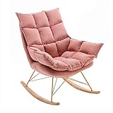 YCZHD Schaukelnder gepolsterter Rocker Glider gepolsterter Sitz mit hoher Rückenlehne Sessel Komfortabler Seitenstuhl Schwamm Lounge Chair mit hoher Dichte(Color:ROSA)