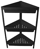 DIVCHI Eckregal aus Kunststoff mit 3 Etagen, Mehrzweckregal für kleine Räume, Home Office, Badezimmer (schwarz)