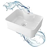 Starbath Plus - Weißer Keramik-Waschtisch - Rechteckige Form - Mit Hahnloch - Maße 41 x 31 x 13 cm - ideal für die Aufstellung auf der Waschtischplatte von Bädern und Toiletten