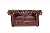 Chesterfield Sofa Class - The Chesterfield Brand | 2 Sitzer Sofa | 100% Leder, handgefertigt, Original Chesterfield | Breite 150 cm | Cloudy Rot