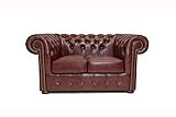 Chesterfield Sofa Class - The Chesterfield Brand | 2 Sitzer Sofa | 100% Leder, handgefertigt, Original Chesterfield | Breite 150 cm | Cloudy Rot