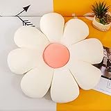 Giftik Sitzkissen in Gänseblümchen-Blumenform, gemütlich, faule Ischias-Bleicher, Sitze, Sesselpolster, Schmerzlinderung, Rückenkissen, Schlafkissen für Zuhause, Büro, Sofa, Autostuhl (Weiß, A, 80 cm)