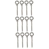 ULTECHNOVO 12 Stück Hängemattenringe Edelstahl-Ösenhaken Augenschrauben-Hardware Metall-Ösenschraube Robuste Deckenhaken Selbstschneidende Schrauben Selbstschneidende Schrauben
