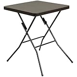 Outsunny Gartentisch klappbar Falttisch Klapptisch klappbar Beistelltisch Balkontisch Picknicktisch Campingtisch Kunststoff Metall Braun 60 x 60 x 74 cm