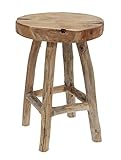 Spetebo Massiver Teak Holz Hocker 42 cm - Massivholz Sitzhocker Stabiler Blumenhocker Blumenständer Gästehocker