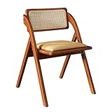 TKHP Klappbarer Rattanstuhl, Moderner Stuhl Aus Der Mitte des Jahrhunderts, Bequemer Beistellstuhl mit Rattanrückenpolsterung, Geeignet für Küche und Esszimmer