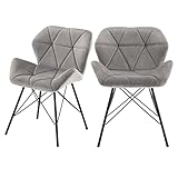 Duhome Esszimmerstuhl mit Metallbeine 2er Set, Küchenstuhl Samt Polsterstuhl Konferenzstuhl Besucherstuhl Retro Design für Küche Esszimmer Wohnzimmer Lounge, Grau