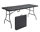 Schöner Rattanoptik Campingtisch Partytisch Klapptisch Gartentisch Klappbar Esstisch zusammenklappbar mit Tragegriff. Garten Terrasse Catering Camping; 180x76cm: 6-8 Pers. (1, Schwarze Rattanoptik)