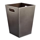 LVPY Papierkörbe Klassisch Vintage Retro PU Leder Papierkorb Mülleimer Abfalleimer Trash Bin ohne Deckel für Büro/Badezimmer/küche/Schlafzimmer-Braun