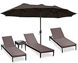 ABCCANOPY Doppelseitiger Aluminium-Tisch, Terrassenschirm, Gartenschirm, großer Regenschirm, Schwimmbad, 12 Farben, Braun
