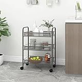 INLIFE Küchenwagen 3 Etagen Grau 46x26x64 cm Eisen,2.2kg,336324