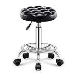 ESNY Black Round Salon Hocker Rollinghocker Mit Rädern Hochleistungshydraulik Für Shop Gitarre Lab Tattoo Workbench Medizinischer, Einstellbarer Schwenkhocker Stuhl Black
