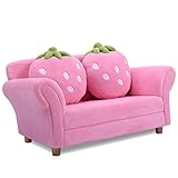 GOPLUS Kindersessel Kindersofa Kindercouch Sofa Doppelsofa Minisofa Kindermöbel zum Sitzen und Spielen, Farbwahl 90 x 54,8 x 48 cm (rosa)