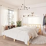 JUNZAI Massivholzbett, Bettrahmen, Bett, Badezimmer Möbel, Kiefer 150x200 cm UK King