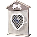 OUSIKA Schlüsselbox Wandhalterung Holz Minimalistischer Industriestil Schlüsselschrank, Herzförmiger Ausschnitt Bowknot Dekoration Aufbewahrungsbox, Schlüssel (Size : Grey B-27 * 21 * 5.5cm)