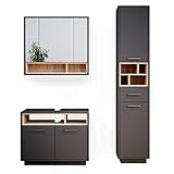 Vicco Badmöbel Set Beatrice Spiegelschrank Waschtischunterschrank Badschrank (3er-Set, Anthrazit-Sonoma)