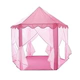 Kinder Spielzelt Prinzessin Zelt Mädchen Großes Spielhaus Kinder Schloss Spielzelt für Mädchen Fantasievolles Camping Spielplatz Spiele Spielzelte (Farbe: Blau Größe: 140 x 120 x 135 cm)