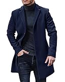 Herren Künstlicher Wollmantel Trenchcoat Dick Business Winter Regular Fit Lange Jacke Windbreaker Oberbekleidung, blau, XXL