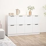 JUNZAI Sideboards 2 STK Schlafzimmer Kommode, Komodenschrank, Küchenschrank, Flurkommode, Commode, Schrank, Schlafzimmerkommode, Weiß 60x30x70 cm Holzwerkstoff