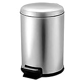 Kosmetikeimer mit Deckel, Edelstahl Kosmetik Badezimmer/Schlafzimmer Treteimer für Badezimmer Büro und Toilette Mülleimer (Farbe: Schwarz, Größe: 12L) (Grau 7L)