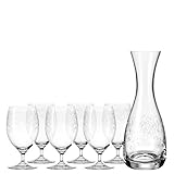 Leonardo Chateau Getränke-Set, spülmaschinenfeste Glas-Karaffe und Wasser-Gläser mit Stiel, 7er Set, 380 ml und 820 ml, 032816