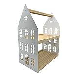 UNUS HOME Etagere 2 Etagen mit Griff, für Obst, Frühstück, Wurst und Käse, Getränke und Desserts, Tablett aus Bambus Holz, Gestell aus Metall, ideal als Geschenk