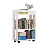 HALAHAI Bücherschrank Bücherregal Bücherregal Mit 2 Ebenen Und Rädern, Einfaches Bücherregal, Aufbewahrungs-Organizer Für Wohnzimmer, Schlafzimmer, Heimbüro, Bücherregale Bücherregale