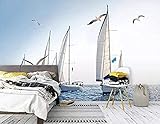 Nordic Contracted Big Sea Sailing Landschaft Wohnzimmer Sofa Hintergrund Wandtapeten Wandbilder Wanddekoration fototapete 3d Tapete effekt Vlies wandbild Schlafzimmer-250cm×170cm