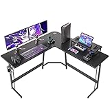 CubiCubi stabil L Form Schreibtisch, Eckschreibtisch für Büro, Pc Ecktisch Computertisch, 120 x 120 cm Gaming Tisch mit Monitorständer, Platzsparend, Einfach zu Montieren Eck Tisch, Schwarz