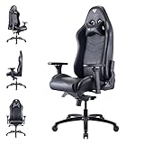 Com4Gaming Argon 2023-Onyx Stuhl-Gaming Sessel mit Atmungsaktivem PU-Leder, Kunstleder, Onyx Black, 165-195 cm