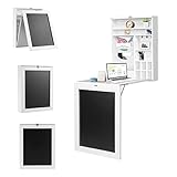 LIFEZEAL Wandklapptisch, multifunktionaler Klapptisch mit offenem Regal und Tafel, Faltbarer Wandtisch für Küche, Wohnzimmer und Esszimmer, 86,5x60x150cm (Weiß)