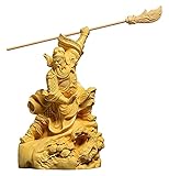 WQQLQX Statue 15 cm skulptur Statue guan gong Dekoration Buddha Statue Dekoration Holz büro Holz schnitzen Statuette breitschwert guan yu Handwerk Skulpturen