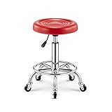 Barhocker, Barhocker, Drehhocker, Verstellbarer Bürostuhl – einfacher Barstuhl, Schönheit, Metallrahmen, PU-Sitz, rund, mit 5 Gummi-Eisenrädern, 47–61 cm, Haltbarkeit, Jede Familie