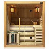 Dewello Finnische Sauna Sarnia 180x140 Kabine aus Hemlock Tannenholz mit 6KW HARVIA Ofen 2-4 Personen inkl. komplettem Zubehör