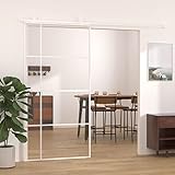 HOMIUSE Schiebetür ESG Glas und Aluminium 102,5x205 cm Weiß Glasschiebetür Glasschiebetüren Innen Türen Innen Sliding Door Klares Aussehen Elegant und Modisch