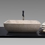wohnfreuden Marmor Naturstein Waschbecken MARA ca 50 cm eckig Creme Gäste WC