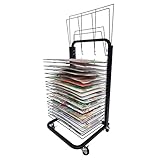 LAJUU Trocknungsregale, Mobile Metallkunsttrocknungsregale Mit Drahtregalen, Kunstwerk -Aufbewahrungs -Display -Rack -Drucken Trocknungsschelfkraft Mit Rädern Für Klassenzimmer, Art Studios/20 Regale