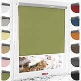Schuette® Verdunkelungsrollo ohne Bohren/mit Bohren 2in1 ● Thermo Rollo Kollektion: European Olive (Grün) ● 80 x 130 cm (Breite x Höhe) ● Suprafix Klemmrollo = Klemmfix 2.0 ● 60s Montage mit Video
