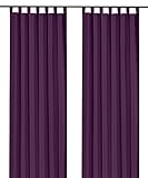 heimtexland ® Dekoschal mit Schlaufen und Kräuselband uni in lila HxB 245x140 cm BLICKDICHT aber Lichtdurchlässig - Vorhang natürlich matt violett einfarbig mit wunderschön leichtem Fall - Schlaufenschal Bandschal ÖKOTEX Gardine Typ117