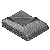 Ibena Fano Kuscheldecke 150x200 cm – Wohndecke grau hellgrau, tolle Wendedecke aus hochwertiger Baumwollmischung, kuschelweich und angenehm warm