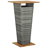 vidaXL Akazienholz Massiv Bartisch Gartentisch Stehtisch Bistrotisch Partytisch Esstisch Terrassentisch Balkontisch Grau 60x60x110cm Poly Rattan