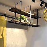 Pipi Zhu Decke Weinglashalter - Hängendes Weinregal, 2-stöckiges Wandregal, Sich Hin- Und Herbewegende Regale des Restaurants, Küchenständer Aus Schmiedeeisen, Bar-vitrine (Size : 120 * 30 * 80cm)