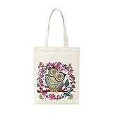 mit Diamanten, 5D-DIY-Diamantmalerei, wiederverwendbare Einkaufstüten für Frauen, langlebige, modische Taschen Damen-Tasche (D, One Size)