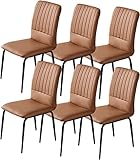 Esszimmerstühlen für die Küche Modernes Leder-Esszimmerstuhl-Set mit 6 gepolsterten weichen Sitzen for die Küche mit hoher Rückenlehne und Stuhlbeinen aus Metall for gewerbliche Restaurants zu Hause (