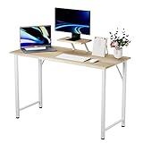 PIPIPOXER Schreibtisch mit Monitorablage, PC Tisch Computertisch 100x50x75cm, Computer Schreibtisch, Bürotisch Schreibtisch Holz Officetisch fürs Büro, Stabil Laptop-Tisch Arbeitstisch, Holz Farbe