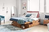 Funktionsbett Bali 160x200 Oak - Schrankbett mit viel Stauraum u. Schubladen, optimal für kleine Schlafzimmer - Bett mit Aufbewahrung aus Kiefer Massiv Holz – Schubladenbett inkl Lattenrost